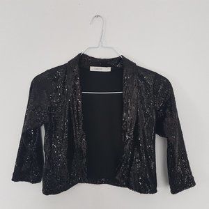 Cropped Black Sequin Cardigan